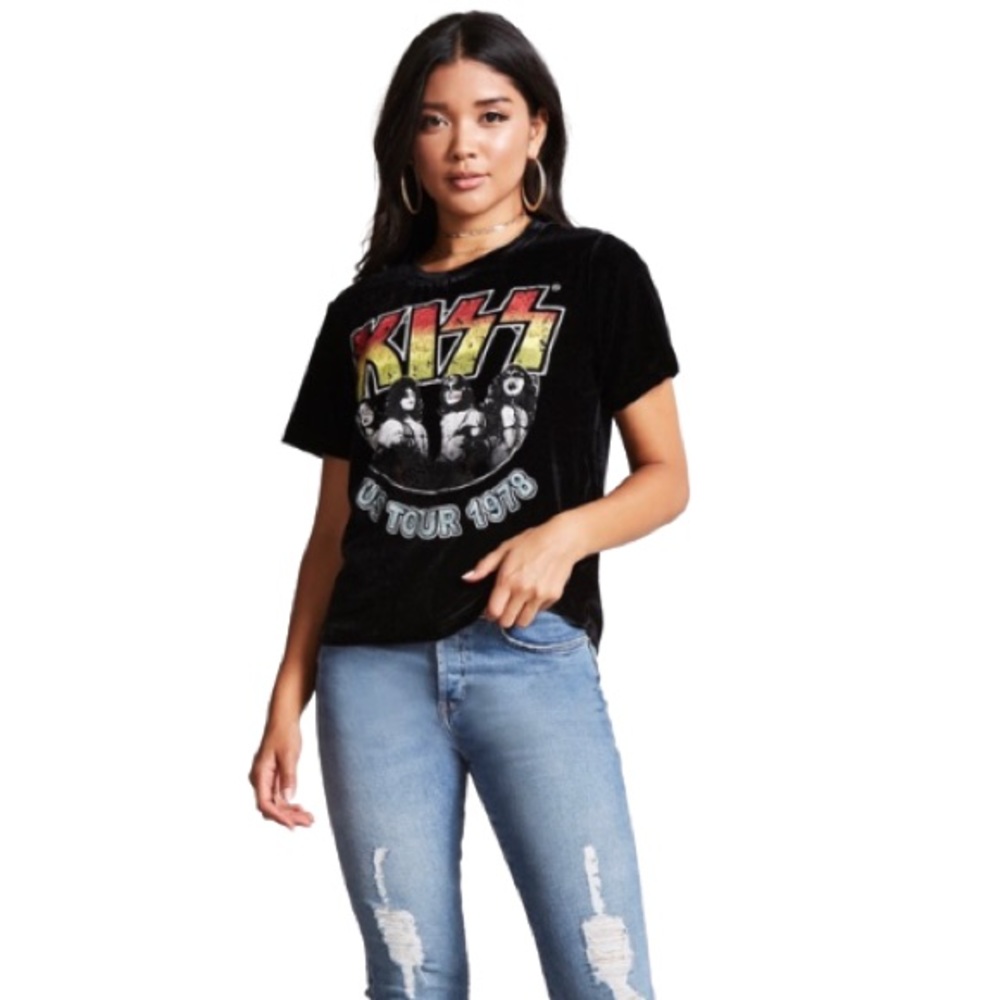 KISS Band Velvet T-shirt